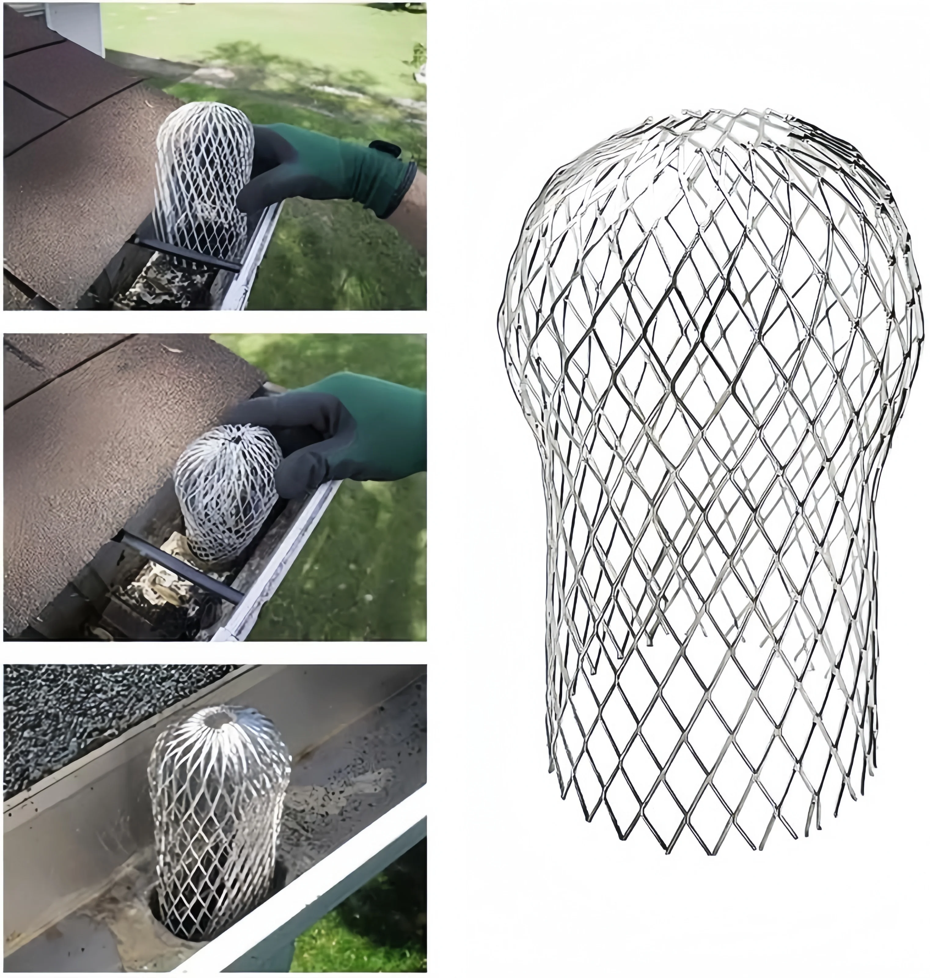 2pcs/set Adjustable Aluminum Filter Mesh Drain Downspout Extended Downspout Filter To Prevent Clogging of Leaves and Debris