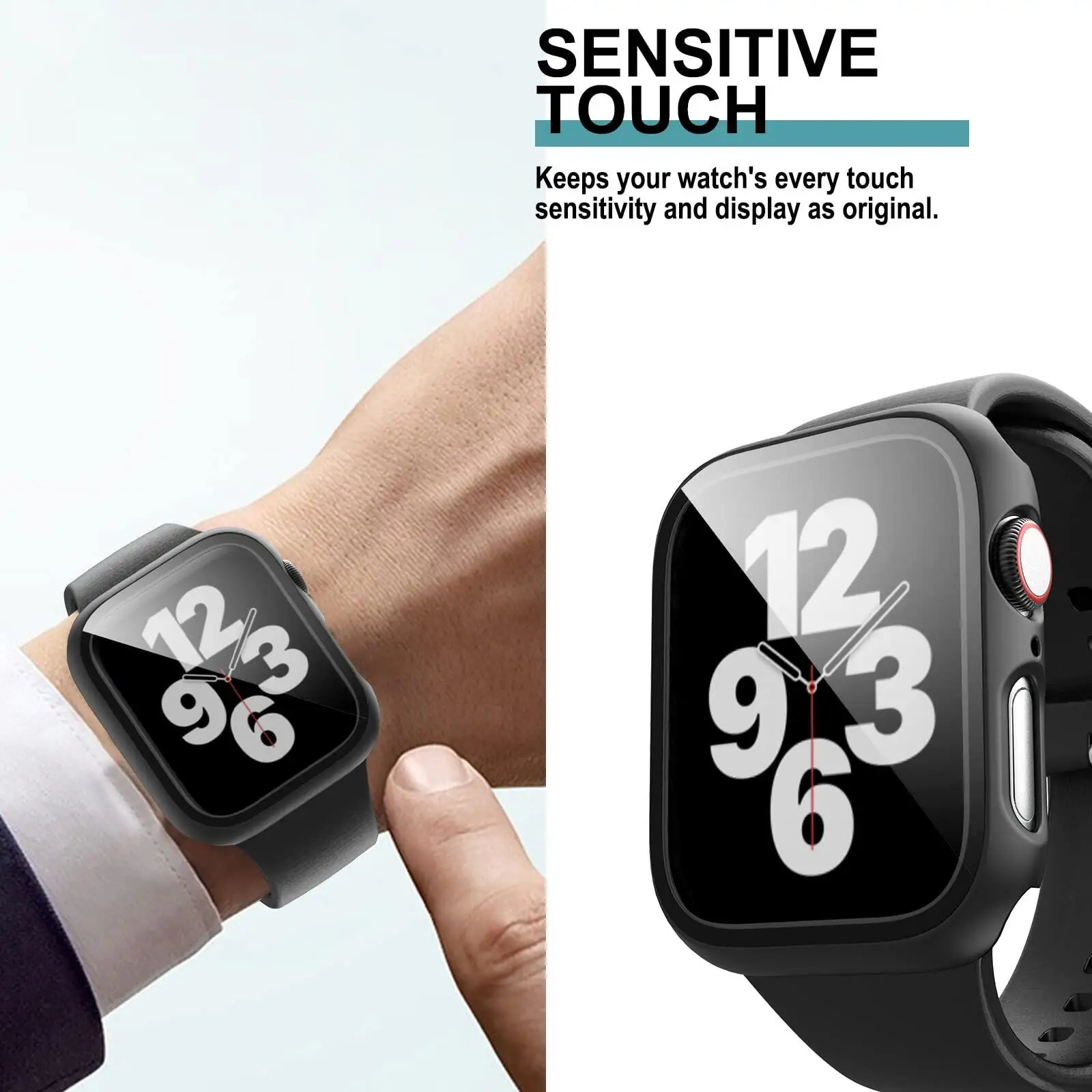 For Apple Watch Case 45mm 41mm 44mm 40mm 42mm 38mm Cover Bumper with Tempered Glass Screen Protector iWatch Series 9 8 7 6 5 SE