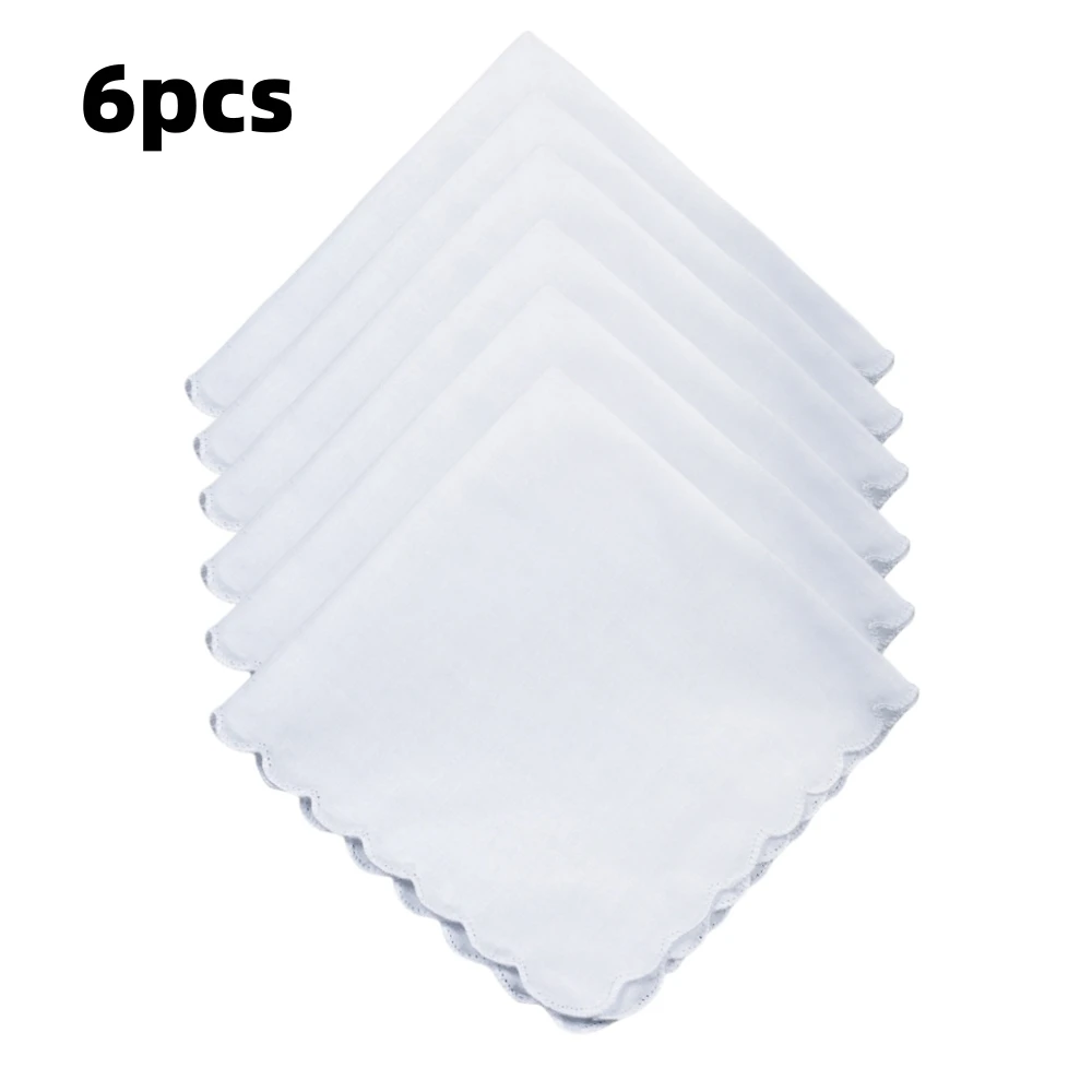 Wedding Season 6PCs Pure White Cotton Happy Handkerchief to Send Friends to Send Mother 29cm/11.4in Thin.