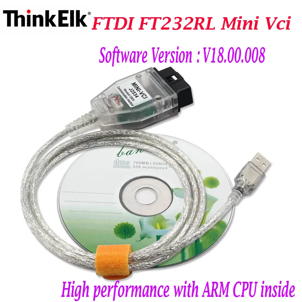 

Диагностические кабели FTDI FT232RL Mini VCI для автомобилей, совместимые с Windows XP, Windows 7, Windows 10, Windows 11, поддерживают диагностическое программное обеспечение Toyota TIS OEM.