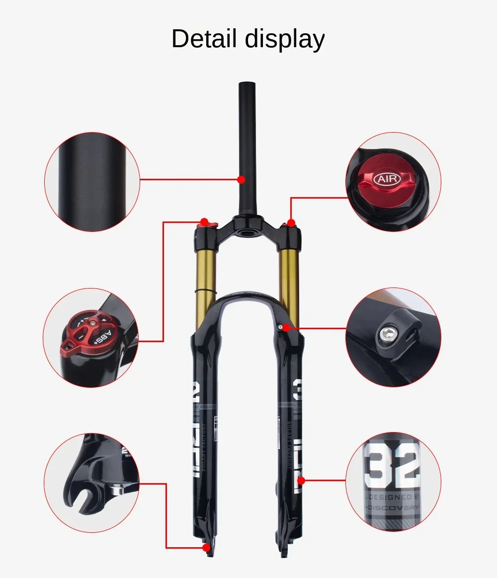 

BOLANY-Mountain Bike Quick-Release Front Fork, Bicycle Pneumatic Fork, Shock Absorbing, Air Pressure, 26, 27.5, Magnesium Alloy