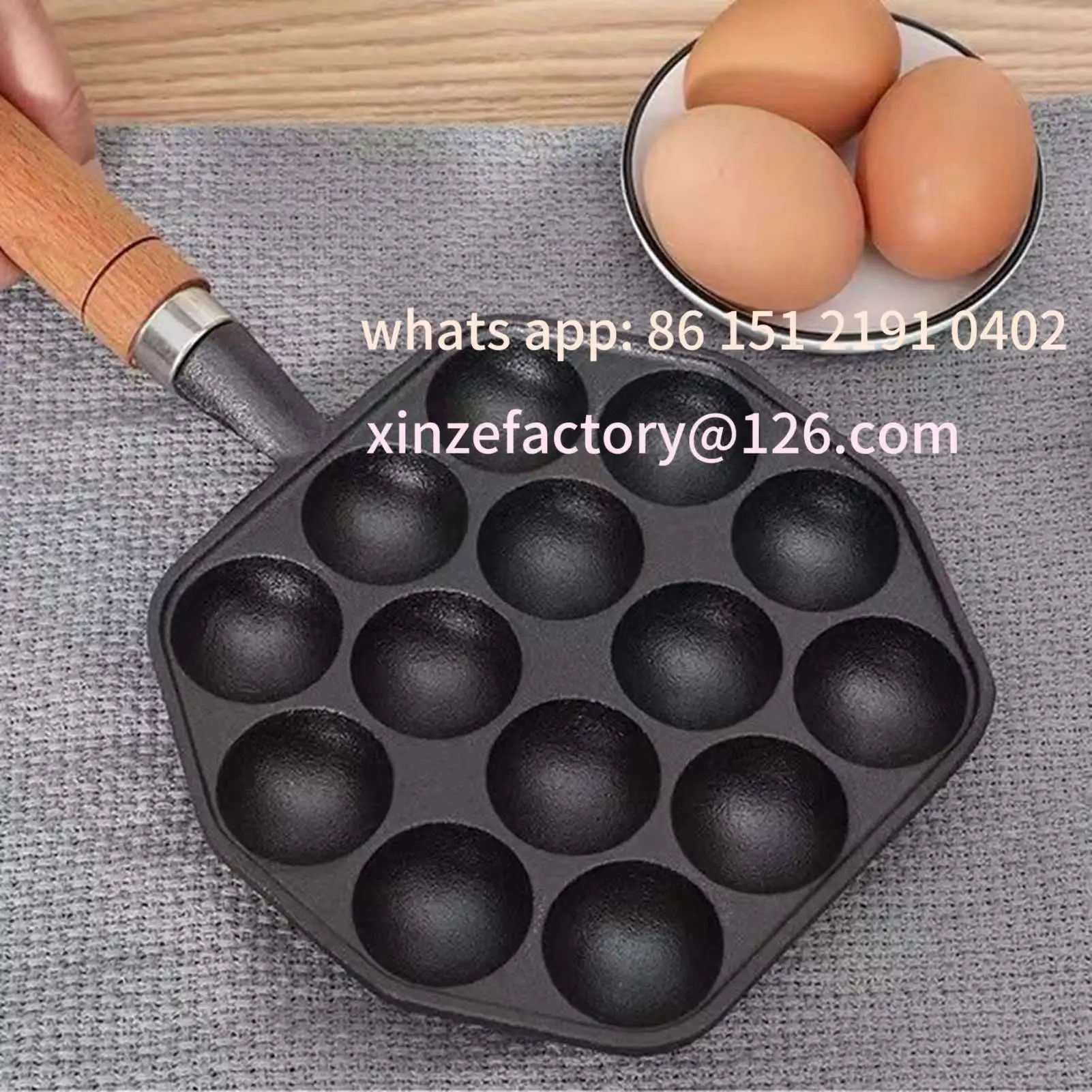 Customizable Takoyaki Grill Pan Easy To Clean Cast Iron Octopus Meat Ball Mold Maker Detachable Handle Nonstick 14 Holes for Hom