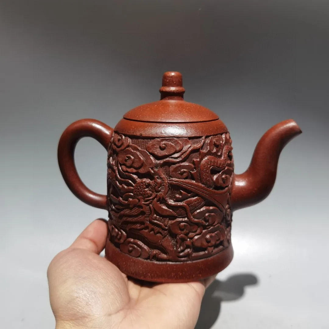 Unique Old Chinese YiXing Handcraft puyple Clay Teapot,Leap the Dragon Gate Kettle shape, with mark, Free shipping