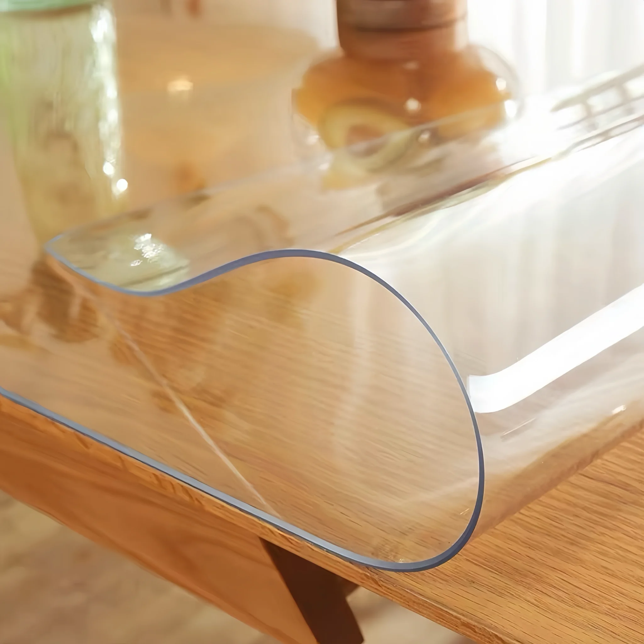 Transparent Tablecloth PVC Waterproof Soft Glass Table Protector Living Room Kitchen  Dining Oil-Proof Rectangular Table Cover