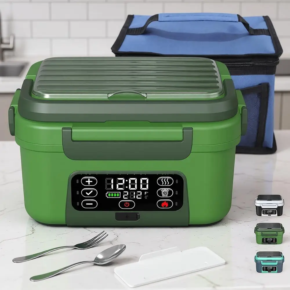 

Heated Lunch Box, XL 6.3Cups 20000mAh Rechargeable Food Warmer Lunch Box with Self Heating, Smart Timer, Adjustable Temperature,