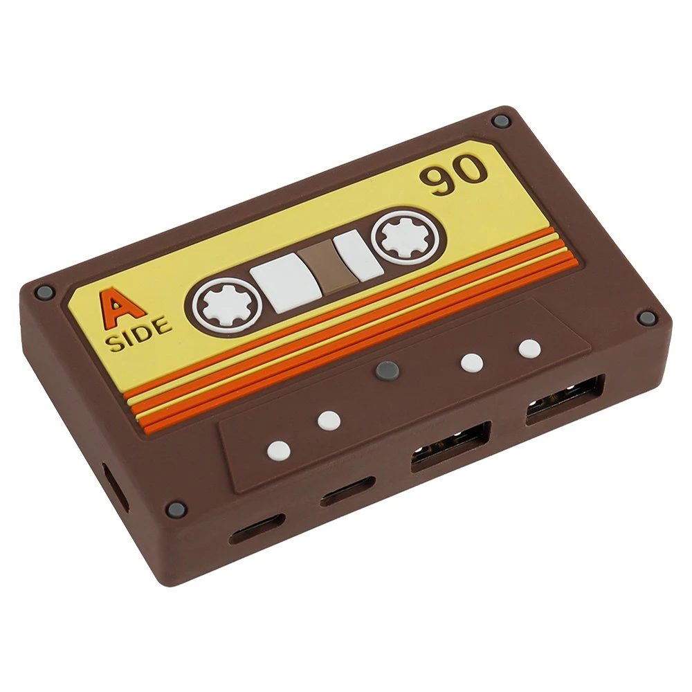 4-in-1 USB Hub, Retro Cassette Tape Design, 2 Type-C & 2 USB-A Ports, Expander for Laptop PC Mouse Keyboard Flash Drive