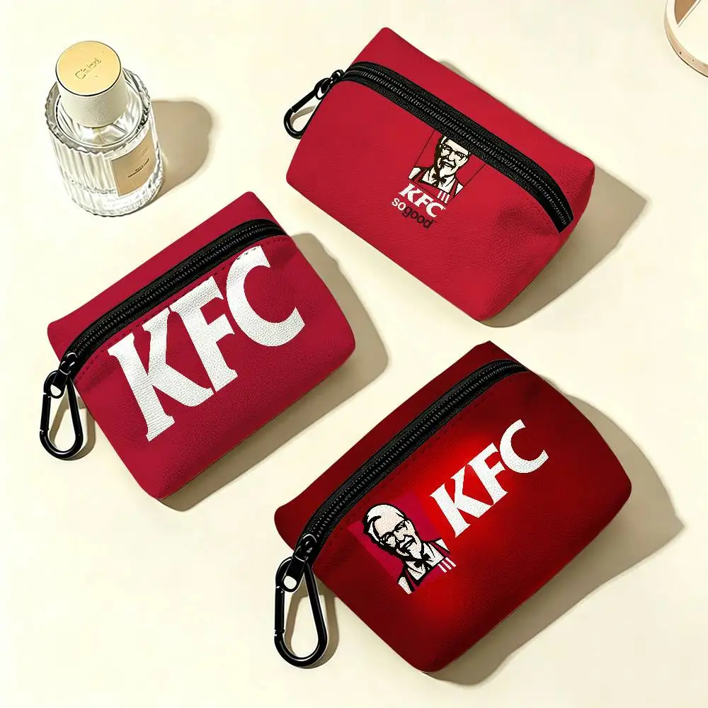 K-KFC F-Food Portable Mini Oxford Cloth Coin Purse With Carabiner Hook Zipper Key Card Earphone Storage Wallet
