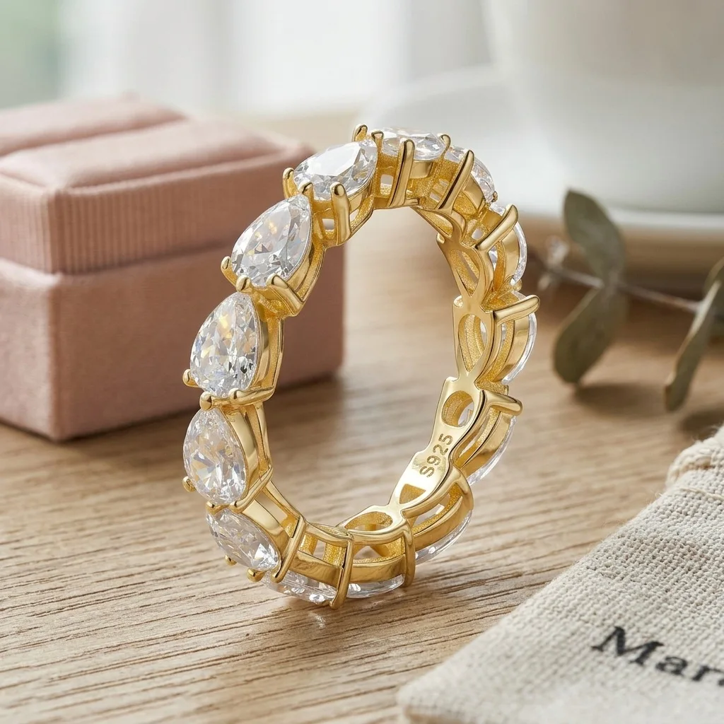 14K Gold Water Drop D Color Moissanite Diamond Ring 925 Sterling Silver Party Wedding Band Rings for Women Engagement Jewelry