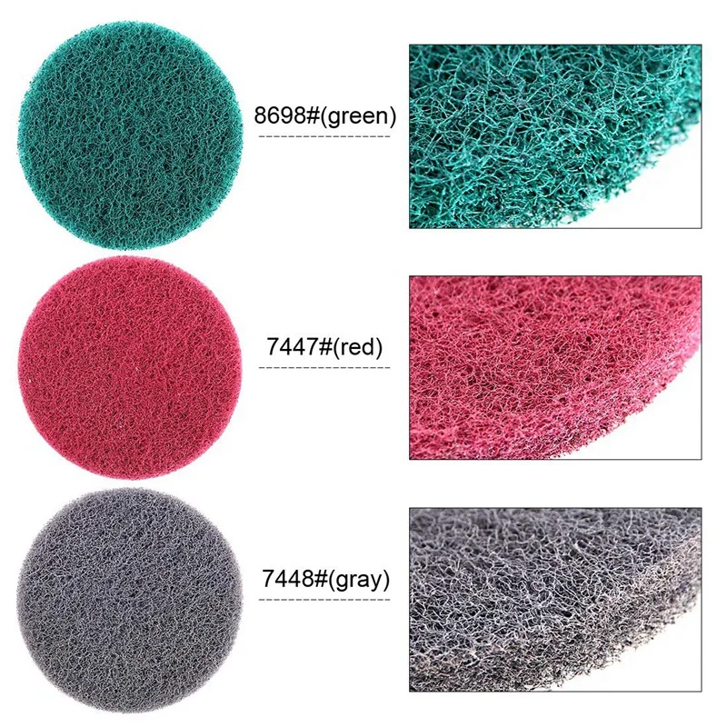 16Pcs 5Inch 3 Different Color Scrubbing Pads Drill Powered Brush Tile Scrubber Scouring Pads Cleaning Kit,Abrasive Buffing Pads