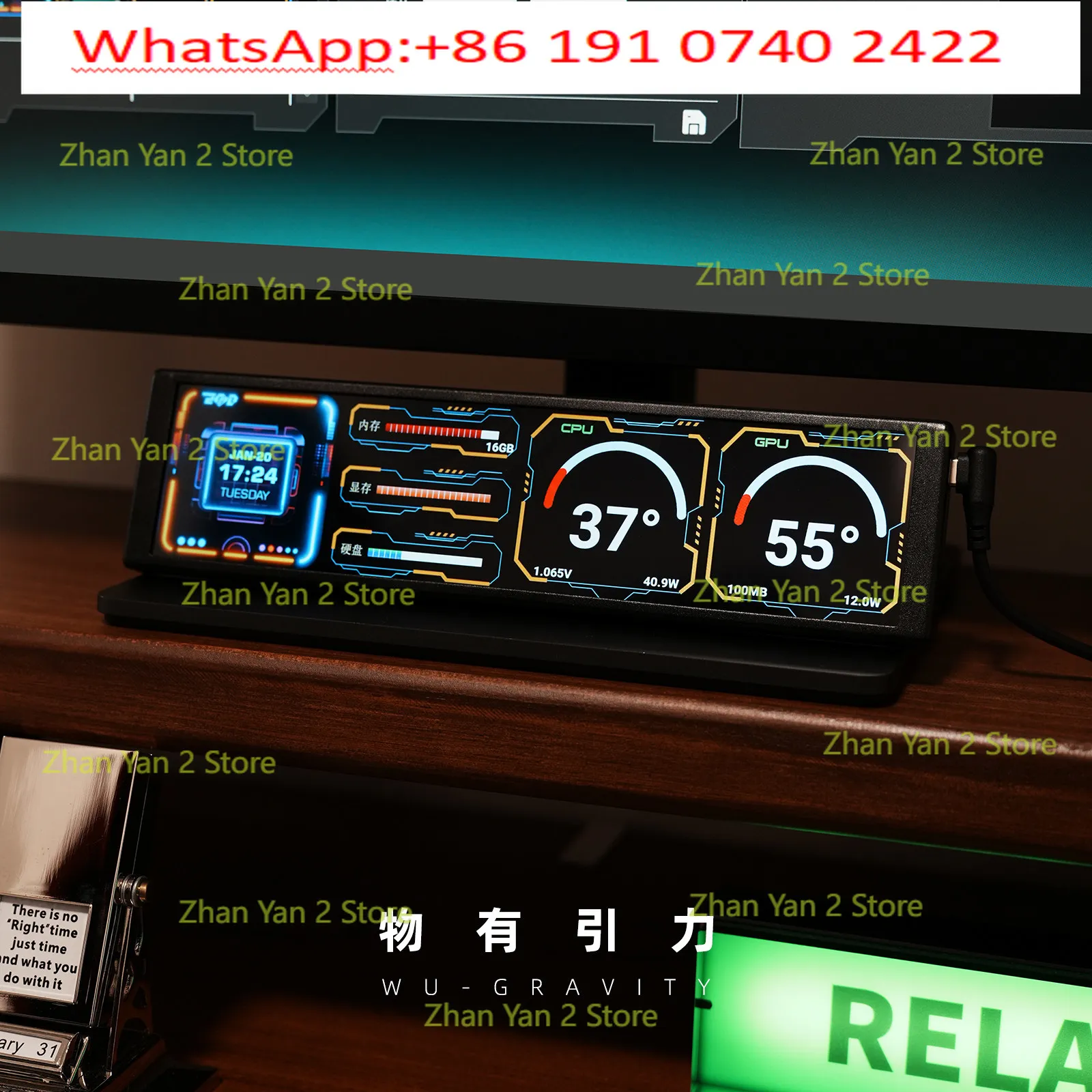 1PCS desktop sub-screen, personalized custom high-end computer e-sports cool ornaments with intelligent creativity