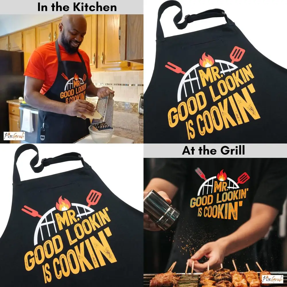 

Handsome Chef's Cooking Apron, Perfect for Men, Great Holiday or Dad's Day Present, Gift Set or Single Apron Option