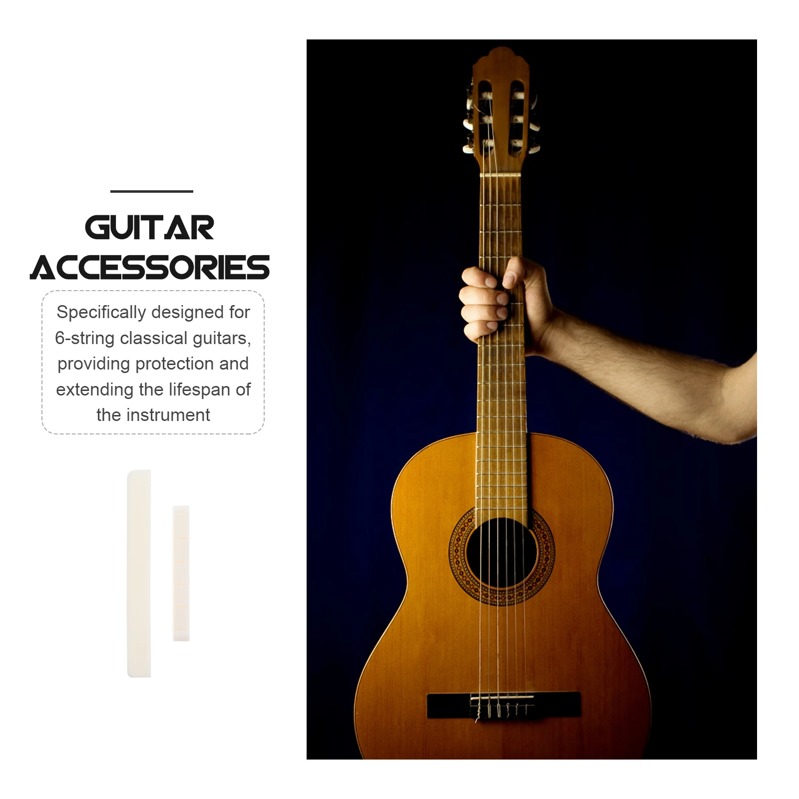 

3 Pairs Beef Bone Nut Acoustic Guitar Accessory Kit Bridge Replacement Component