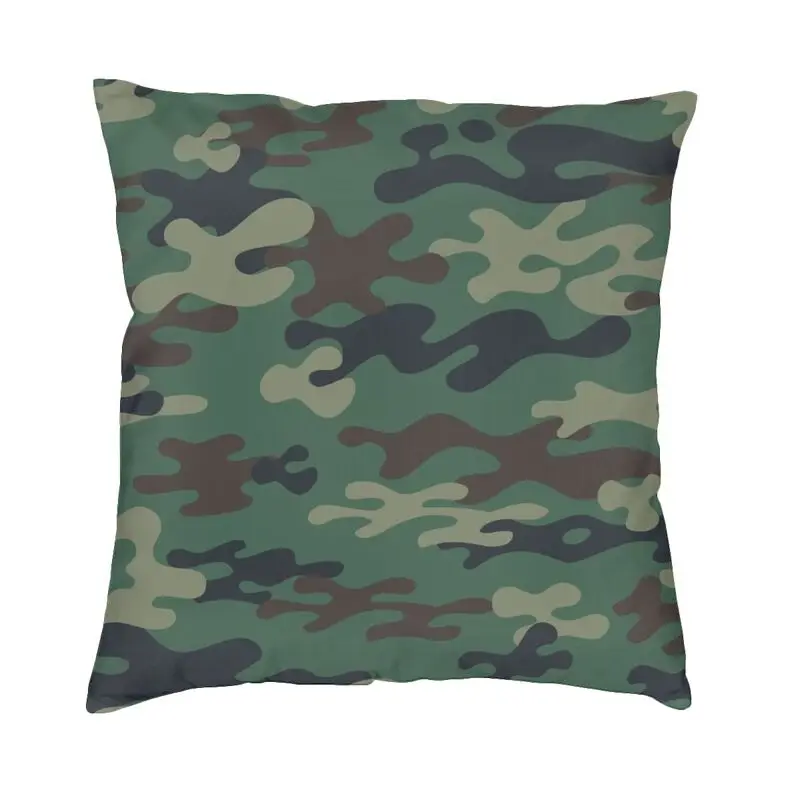 Green Camouflage Cushion Cover 45x45cm Arm War Soldier Camo Soft Velvet Luxury Pillows Case Decoration Salon