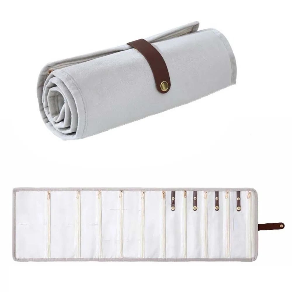 

Многофункциональный фланелевый органайзер для украшений с прозрачными карманами, компактная прозрачная сумка-органайзер для хранения украшений из ПВХ, большая вместимость