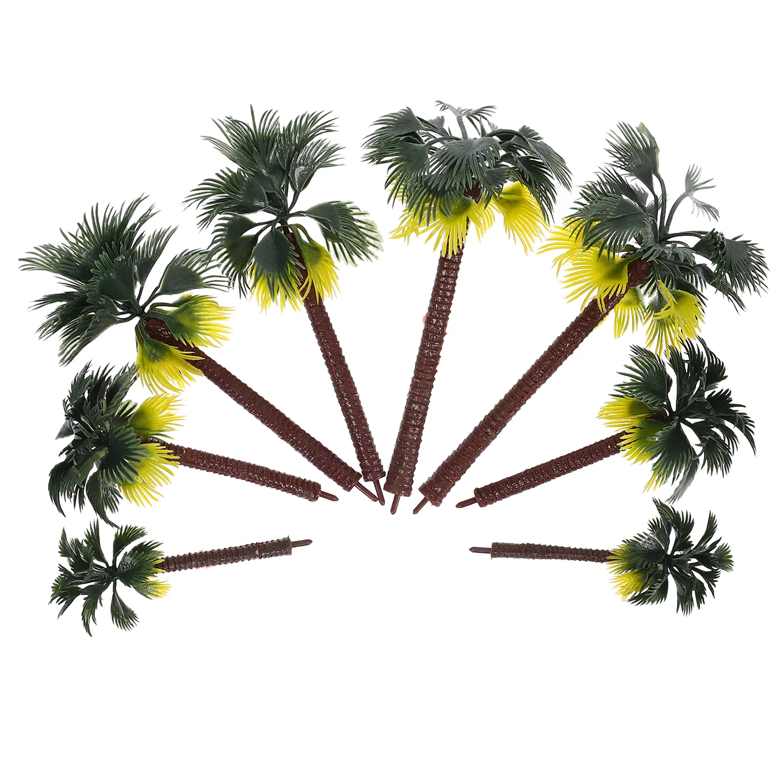 8 Pcs Plastic Palm Tree Model Tropical Scenery DIY Handmade Material Mini Coconut Tree Model(16CM, 13CM, 10CM, 8CM St