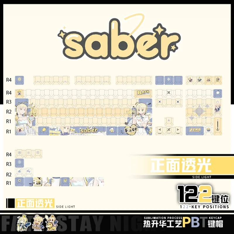 Altolia Daimao Wang Saber Theme Anime Mechanical Keyboard Original PBT Custom Cute Keycaps PC Game Keyboard Collection Gifts