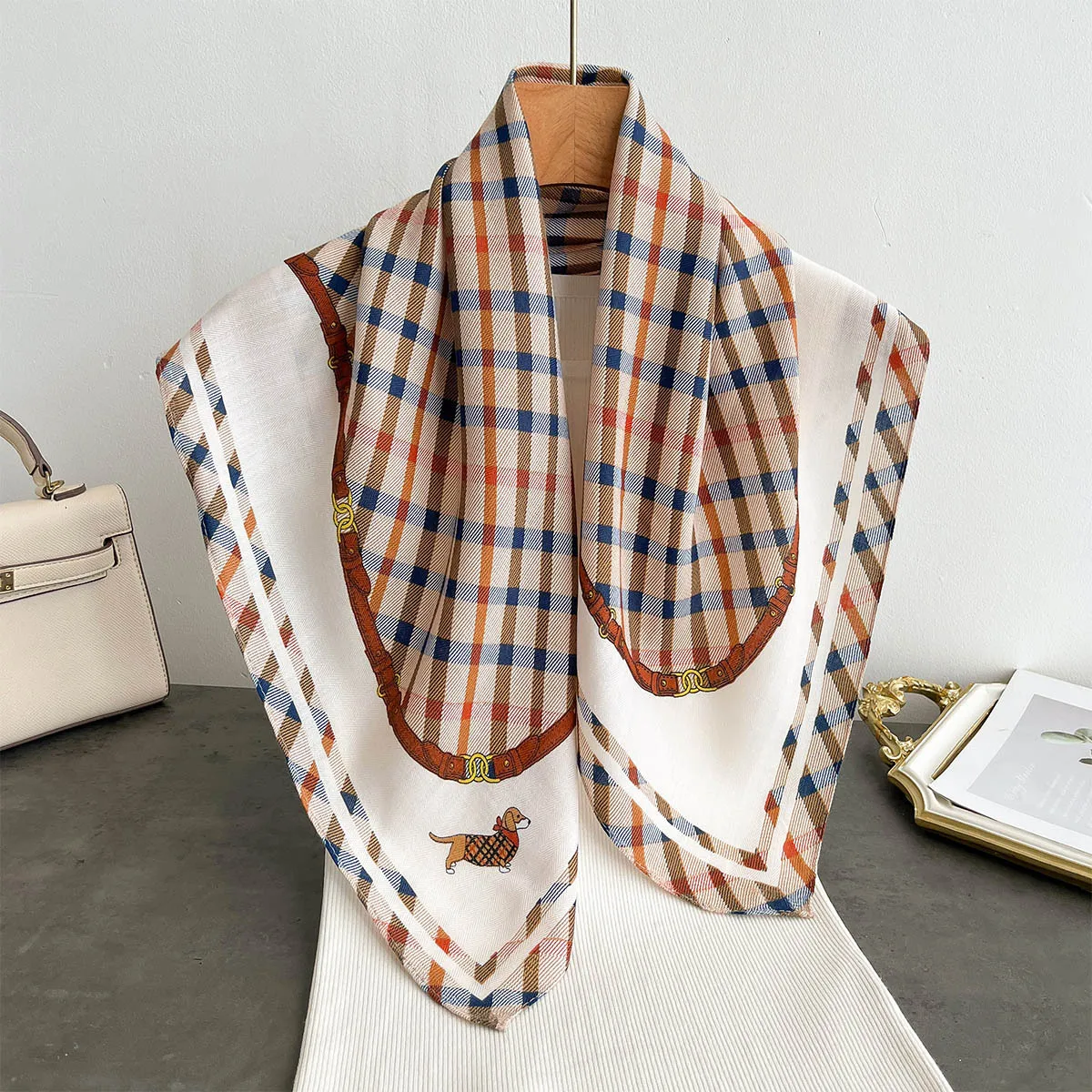Spring and autumn new Paisley small square scarf for women 70 cotton and linen versatile small neck scarf shirt decoration scarf view 2