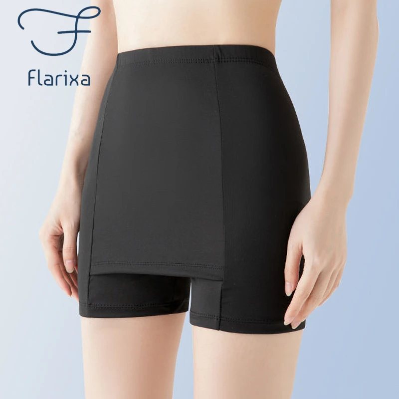 Flarixa Double Layer Safety Panties For Girls Women Boxer High Waist Protective Shorts Under the Skirts Summer Dress Underwear