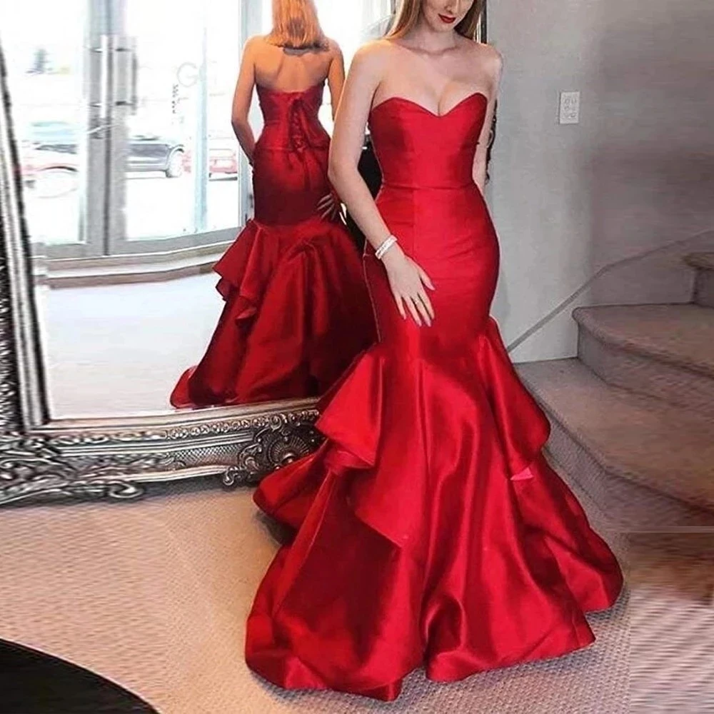 

Angelsbridep Charming Mermaid Evening Dresses For Women Graduation Prom Formal Dress Robe De Bal Ruched Train