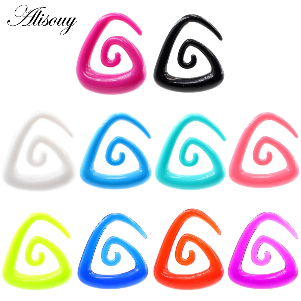 Alisouy 2 sztuk 1.6-10mm nieregularny trójkąt akrylowe spiralne tunele do uszu zatyczki Expander nosze kolczyki wskaźniki Piercing biżuteria