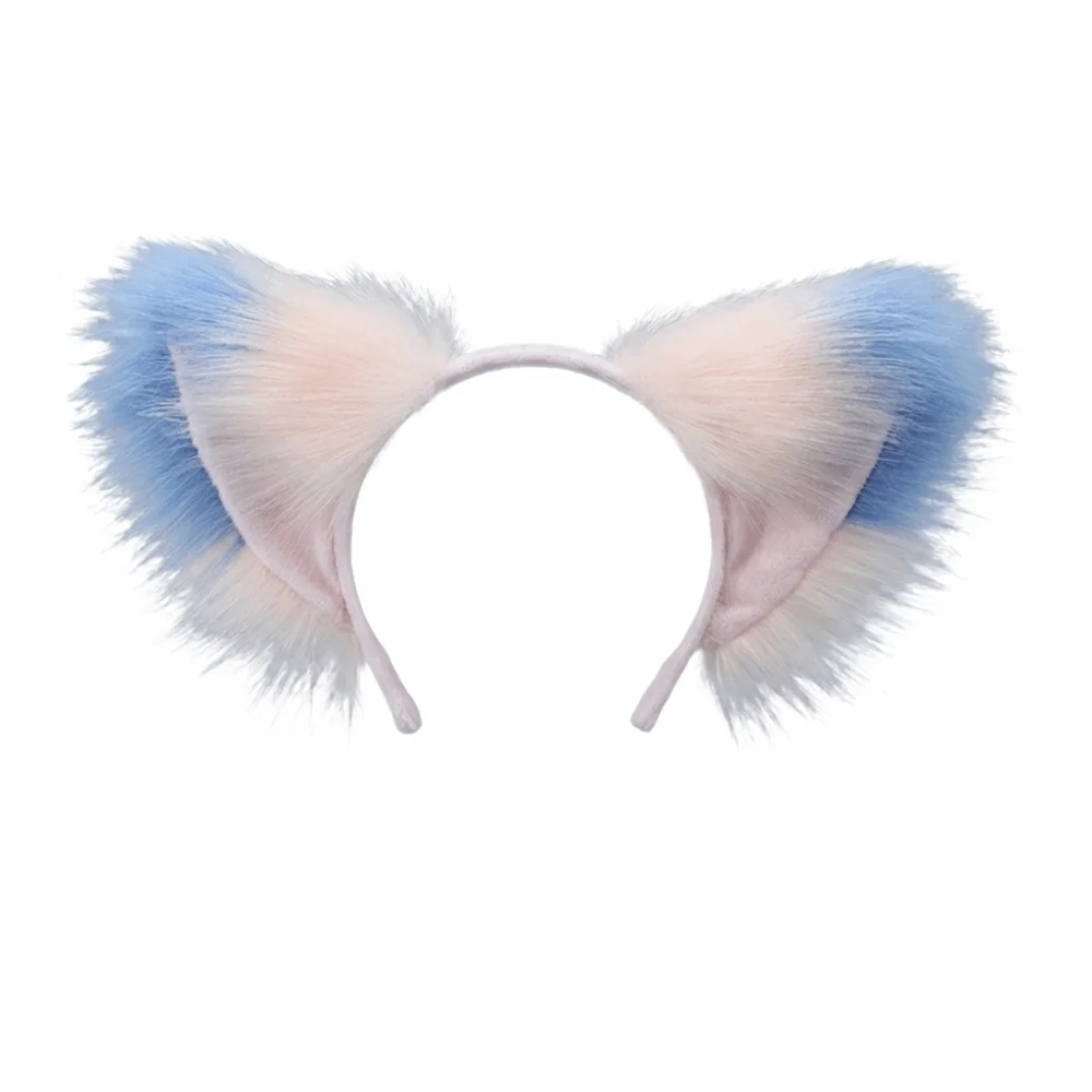 Multicolor Faux Fur Cat Ears Fluffy Realistic Texture Lightweight Cosplay Ears Hair Hoop Flexible Japanese Style Animal Headband