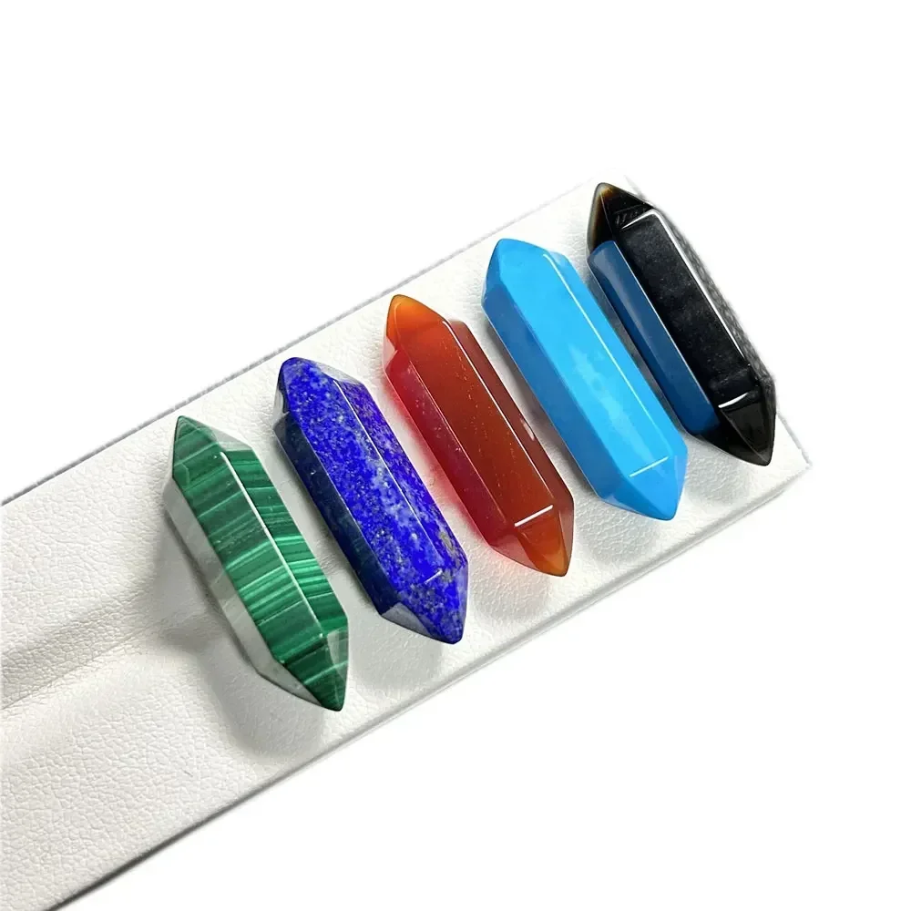 Hexagonal Prism 8x32mm Natural Turquoise Agate Lapis Malachite Pendant Gemstone