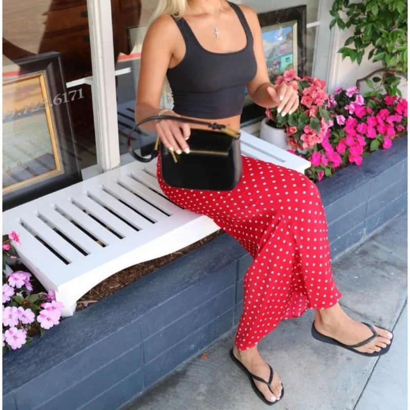 

Женская облегающая макси-юбка в горошек, элегантная длина до пола, повседневные длинные юбки с низкой талией, рыбий хвост, длинный низ