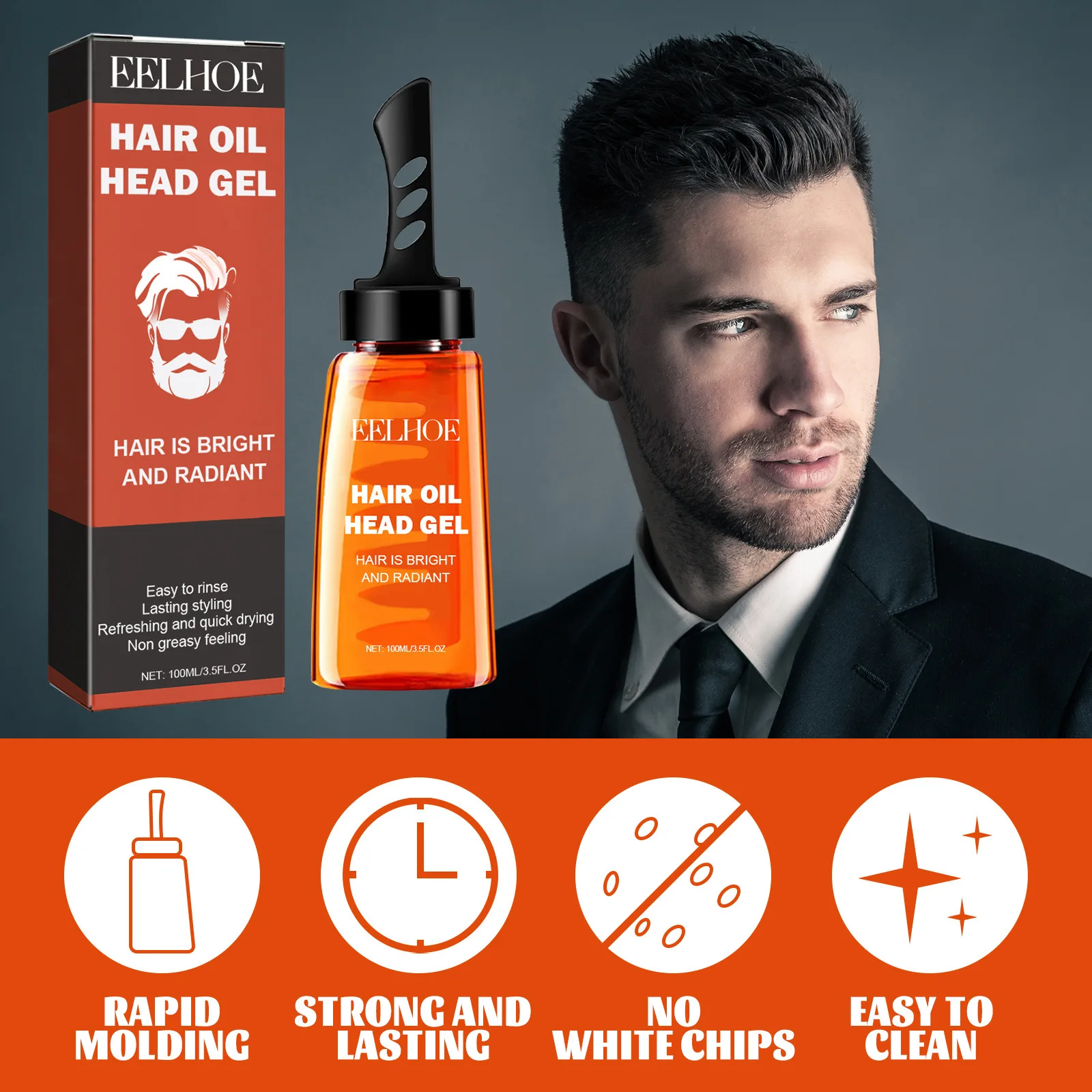 EELHOE 2 in 1 Professional Hair Wax Man Fluffy Hair Styling Appliances Natural Long Lasting Non-greasy Oil Hair Styling Products