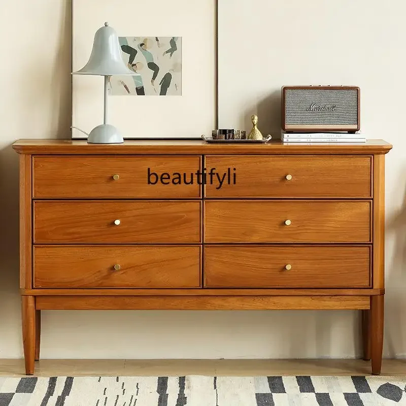 

Old teak bedroom storage drawer cabinet antique style bedside storage cabinet solid wood multi-chest cabinet