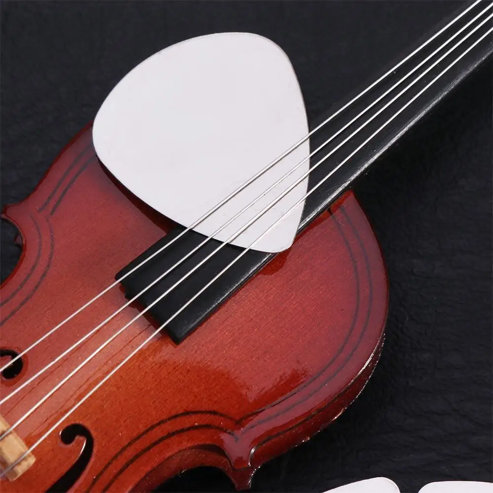 10PCS 0.3mm Stainless Steel Guitar Picks Triangle Gestures Metal Guitar Plectrum Adhesive Mediator Finger Shrapnel Ukulele
