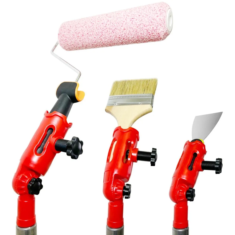 Multi-Angle Paint Brush Extender Rotating Brush Heads Attachment Holder Paint Roller Extension Pole Secure Handle Grip