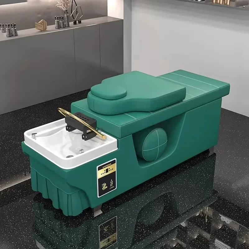 Nueva cama de champú de salón, tienda de cabello de lujo personalizada, cama de champú de masaje tailandés, circulación de agua, muebles comerciales de Barberia
