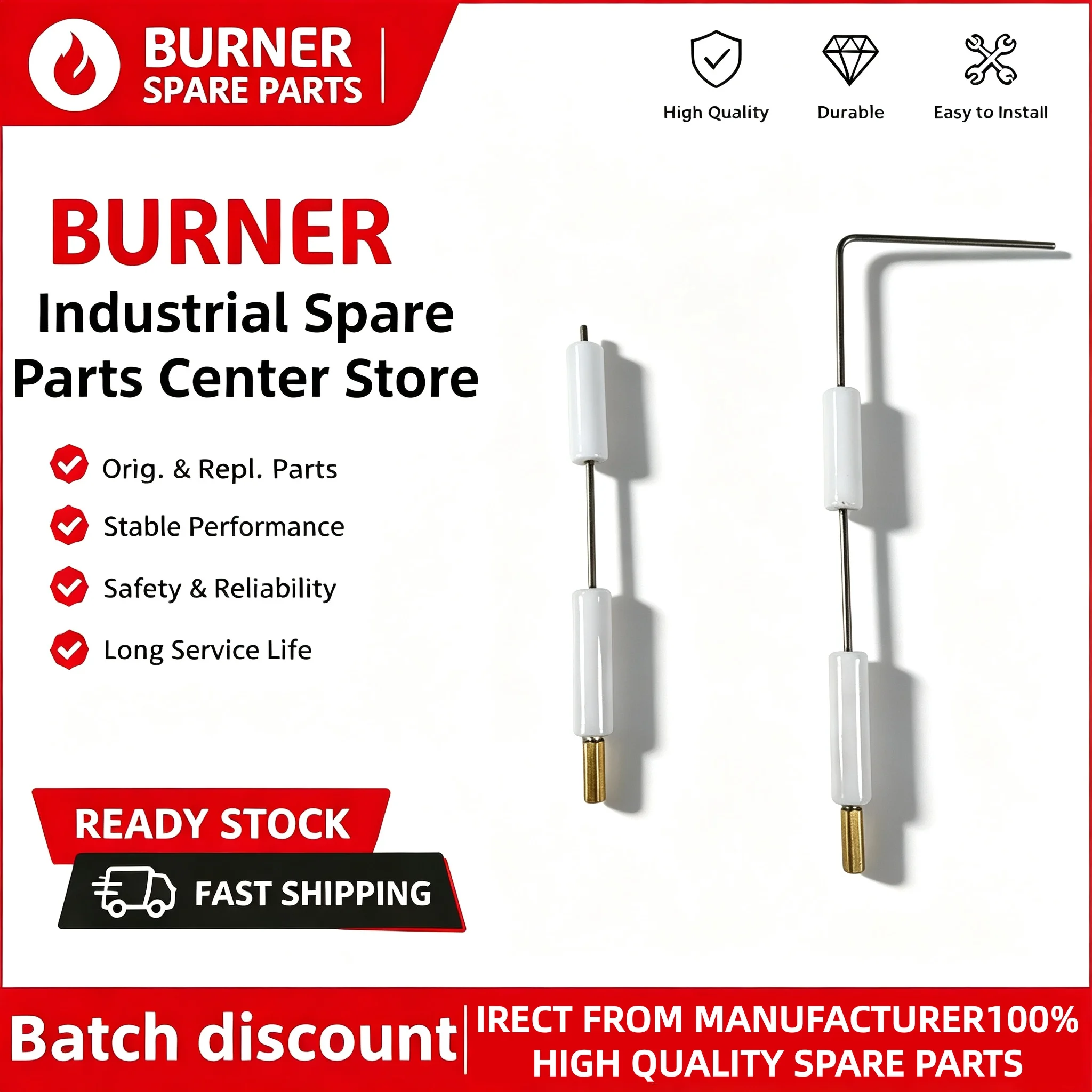 Brand New BT50 Burner Ignition Electrode Ceramic Ignition Rod For Diesel Oil Boiler Burner Replacement Spare Parts