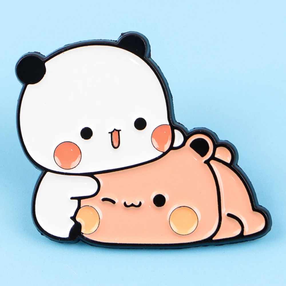 Kawaii Bubu Dudu Emaille Pin Entzückende Baby Bär Panda Broschen Abzeichen Metall Denim Hemd Revers Pin Schmuck Paar Liebe Geschenke