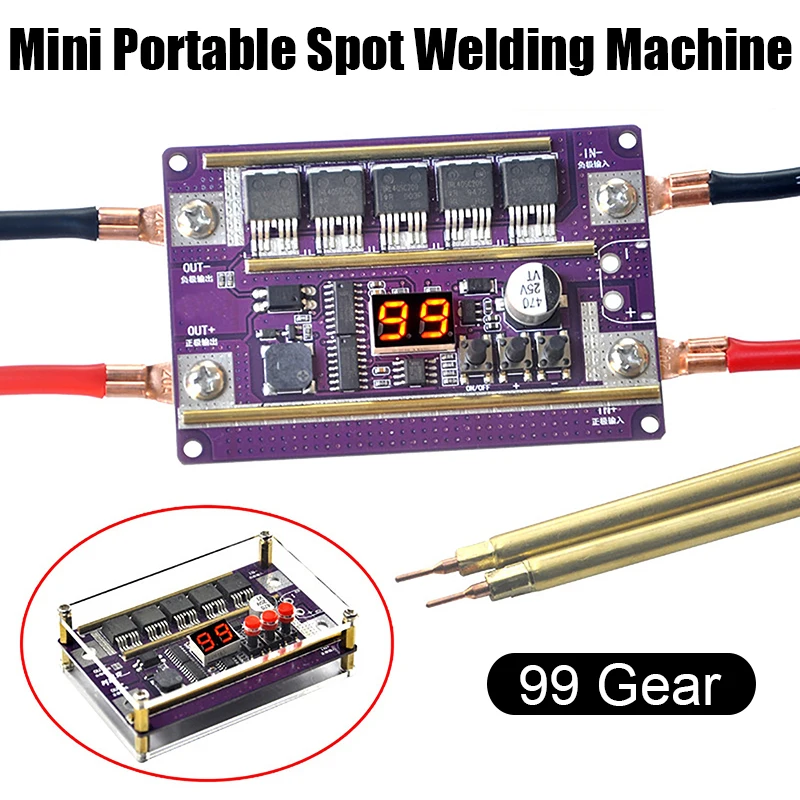 

Spot Welder DIY Set 99 Gears of Power Adjustable Spots Welding Control Board for Welding 0.05-0.3mm Nickel Sheet Welding Tools