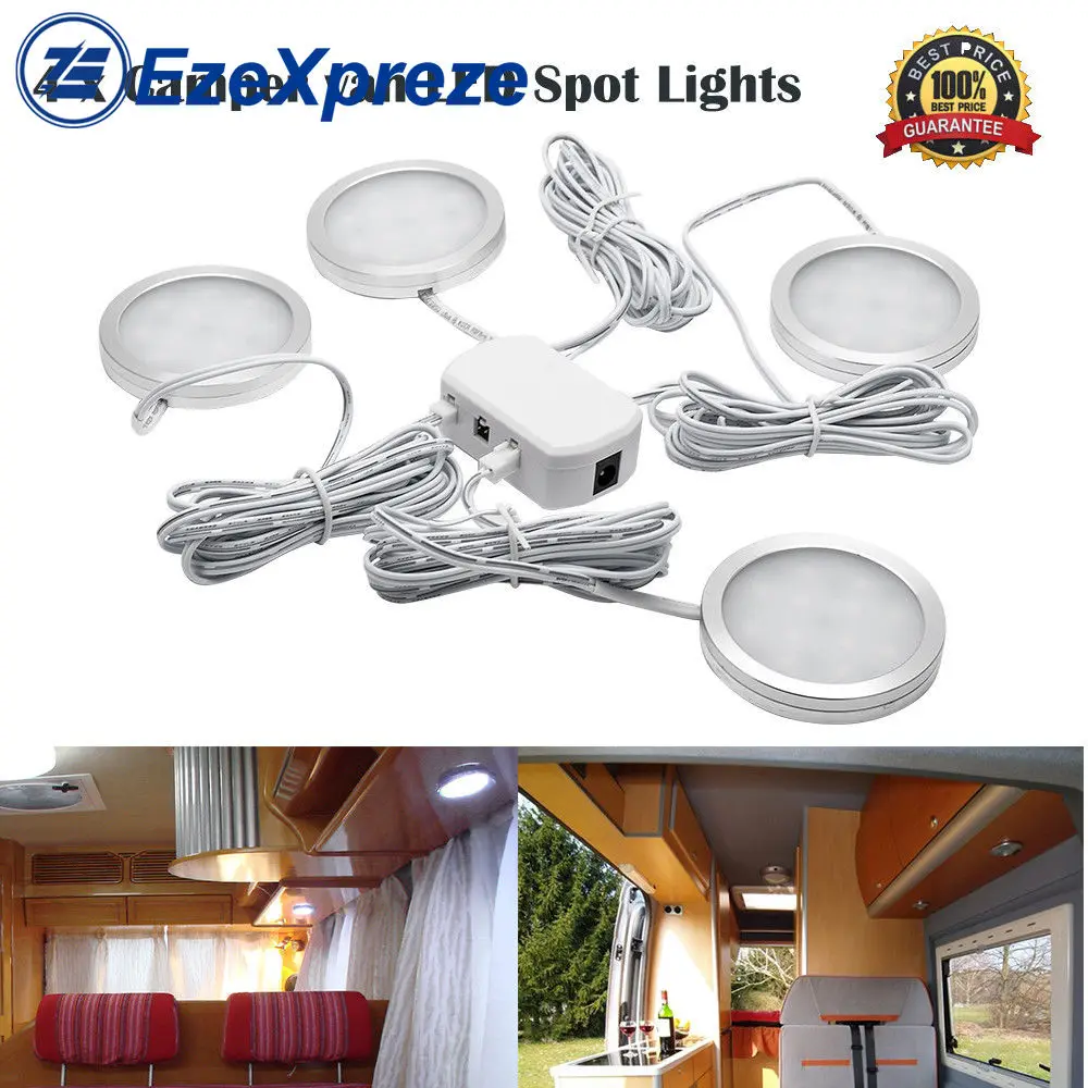 4pcs 12V Interior LED Spot White Light 2.5W for VW T4 T5 Camper Van Caravan Motorhome White 6000K Car Autopart Accessories