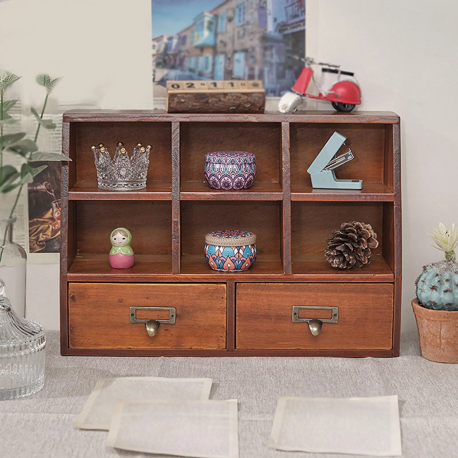 

Desktop Storage Cabinet Cosmetic Storage for Countertop Kitchen Living Room
