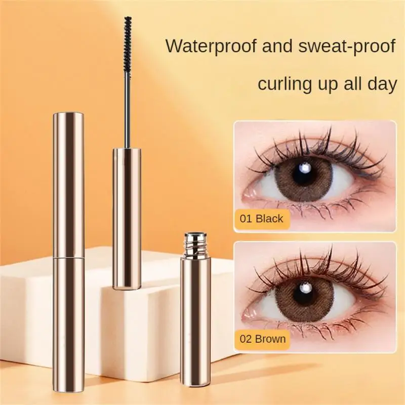 InjFiber-Mascara 4D Ultra-Fin, Allongeant les Cils, Petite Tête de Brosse, Bouclage, Longue Durée, Imperméable, vaccage Rapide, Marron, 2.5mm