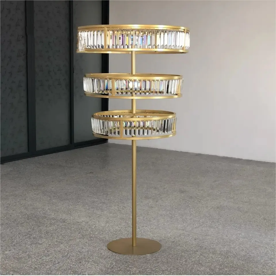 Metal Crystal Flower Rack Wedding Gold Modern Round Tall Artificial Flower Stand Event Table Decoration for Wedding Decorations