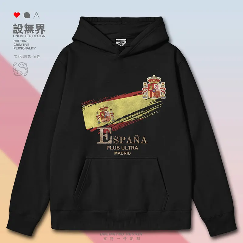 Spanish Madrid Flag Emblem National Retro mens hoodies printed men's long sleeve pullovers streetwear autumn winter clothes