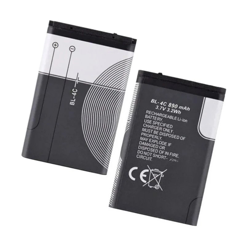 Replacement Mobile Phone Battery BL-4C 3.7V 890mAh Lithium-ion Batteries for Nokia 6170 6300 6301 7705 6100 6125 6136  7200