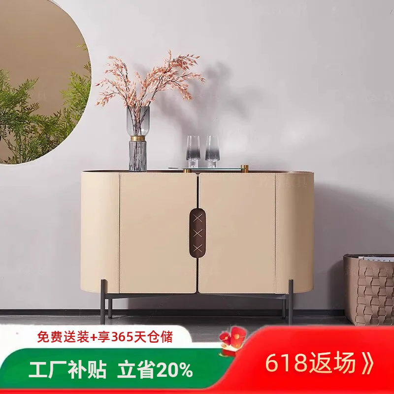 

Итальянский минималистичный средневековый седло, кожаный обеденный боковой шкаф, шиферный современный минималистичный шкаф для хранения большой емкости, шкафчик