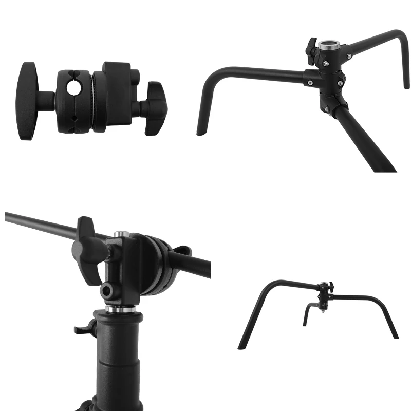 SH Photography Black AdjustableHeavy Duty Stainless Steel C-stand 3.3M With Bag And Wheel For Monolight, Softbox, Reflector