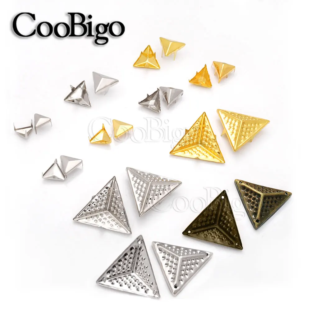 50pcs Claw Rivets Studs Triangle Spikes Nailhead Decoration Shoes Leather Bag Belt Garment Sewing DIY Craft Accessories Metal