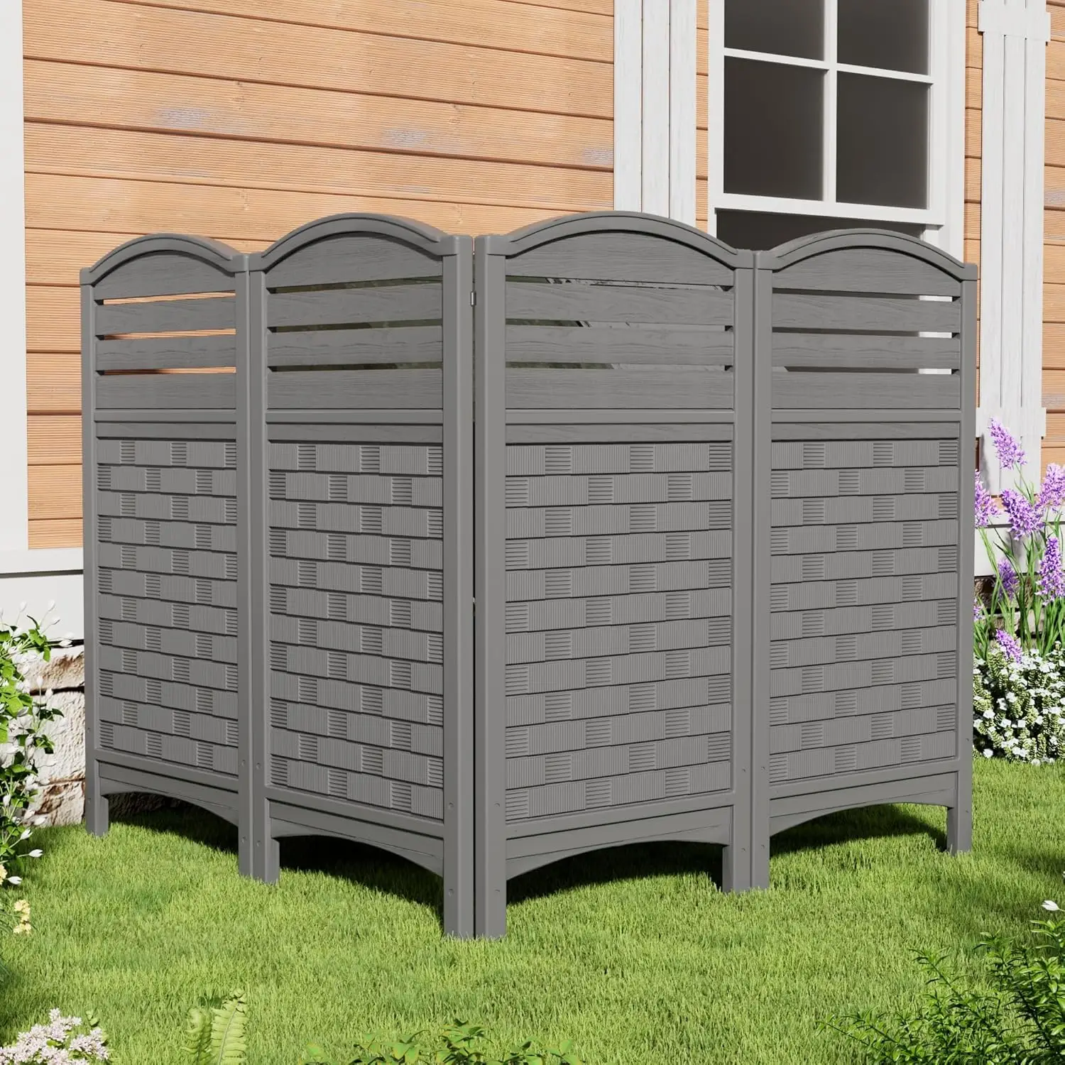 ألواح الخصوصية للسياج الخارجي، ألواح سياج الخصوصية من الراتنج للخارج، مكيف الهواء/علبة القمامة/علبة معدات حمام السباحة، 4 عبوات #2