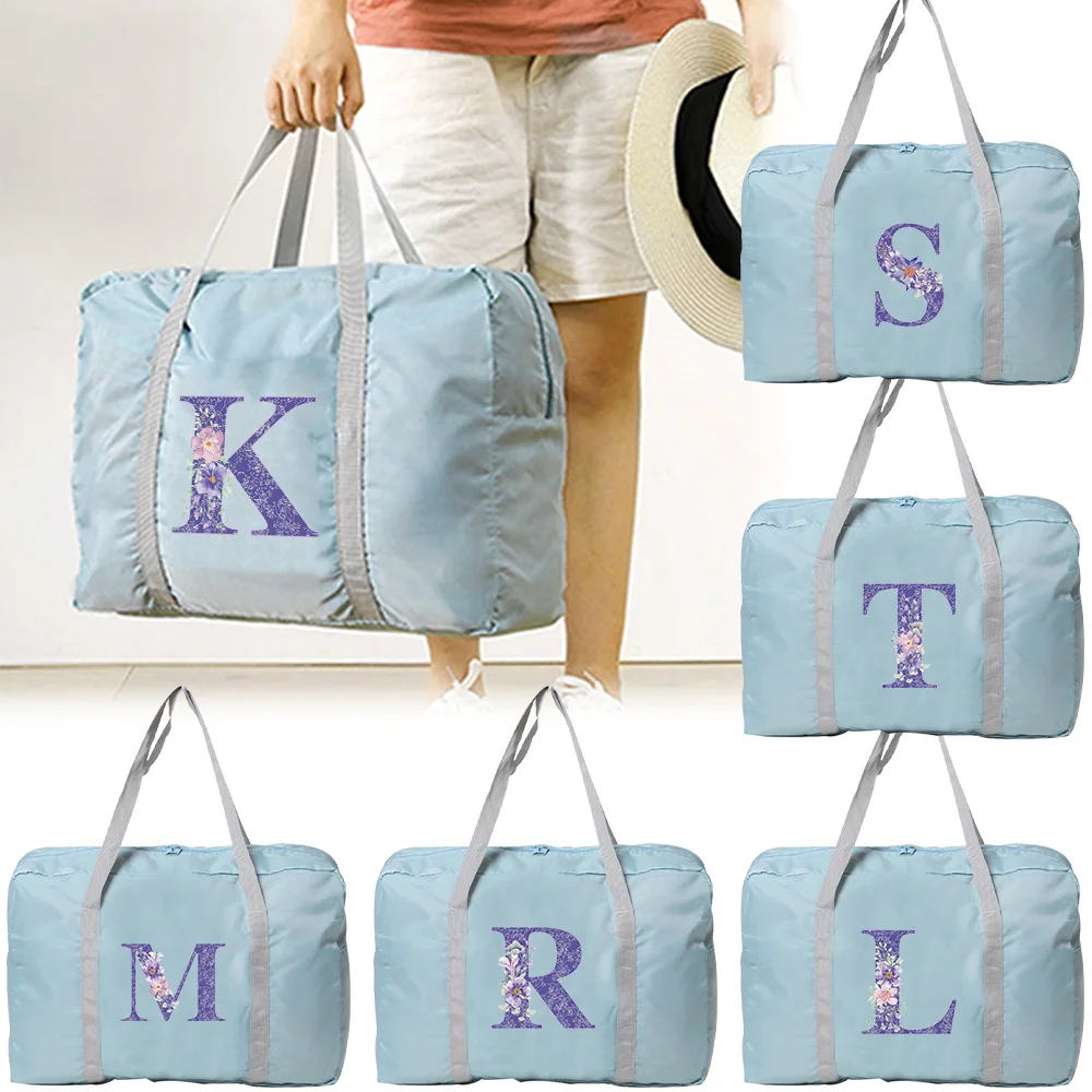 Large Capacity Travel Handbag Fashionable Letter Printing Series Foldable Waterproof Multifunctional Travel Bag