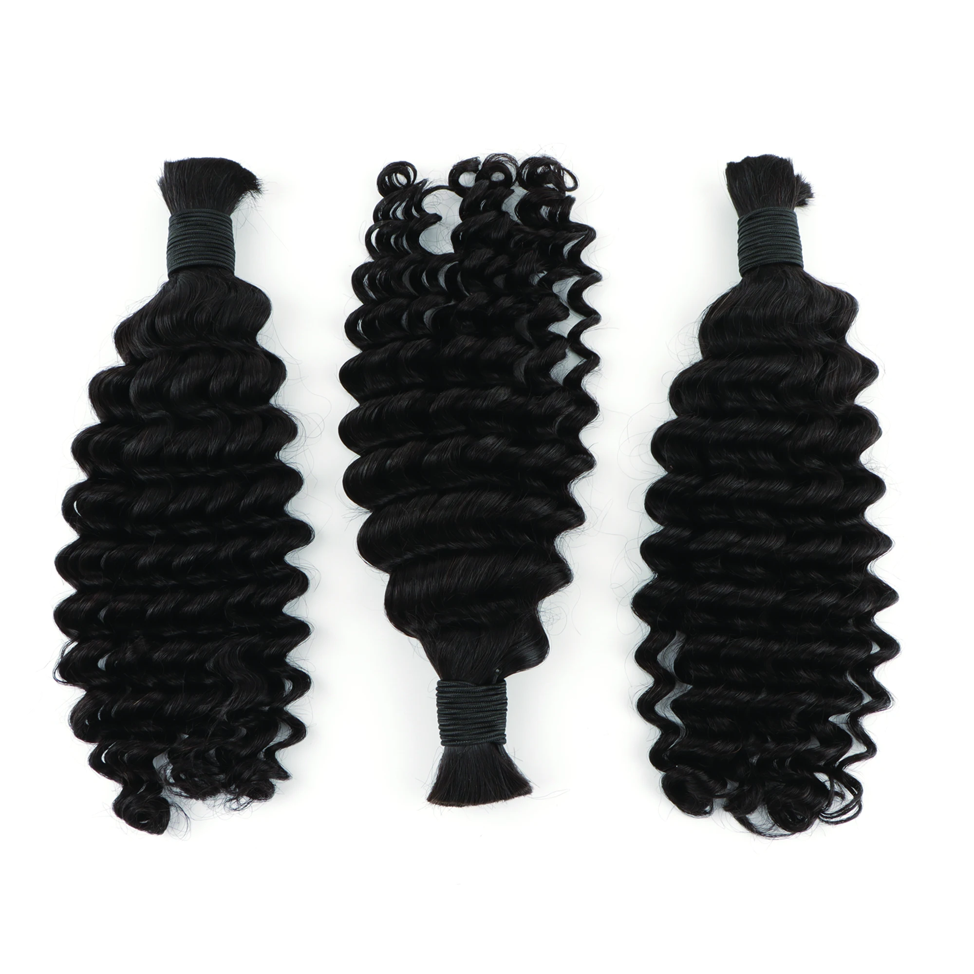 Cabelo humano em massa onda profunda trança cabelo sem trama extensões de cabelo remy brasileiro 100 gramas tranças