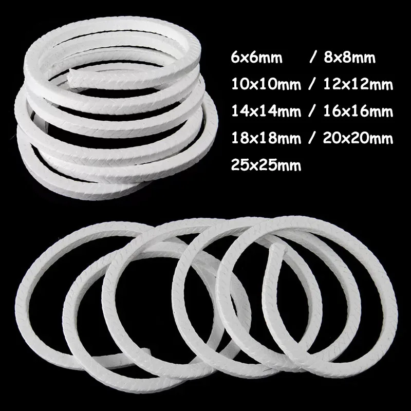 

1Meter White PTFE Square Packing Sealing Belt Braided Rope Pump Valve Seal Mechanical Expanded Width 6/8/10/12/14/16/18/20/25mm