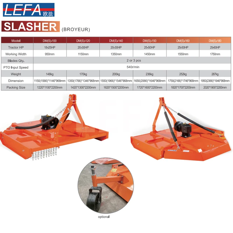 Lefa Tractor Mounted Dms Flail Mower 1.35M Slasher New High Productivity Lawn Mower