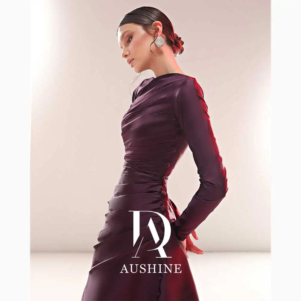 Aushine Customized Birthday Evening Dress Floor Length Full Sleeves Summer Elegant Wedding Party Gowns For Women Arab 2024Fu
